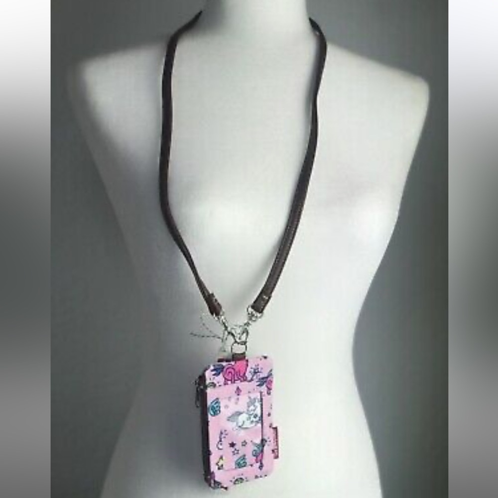Unionbay Pink Unicorn & Floral ID & Card Case Lanyard